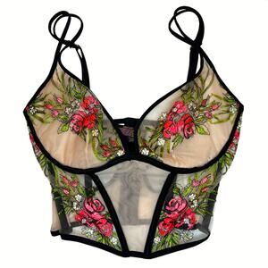 Victoria's Secret Very Sexy Embroidered Floral Plunge Balconet Bra 34D